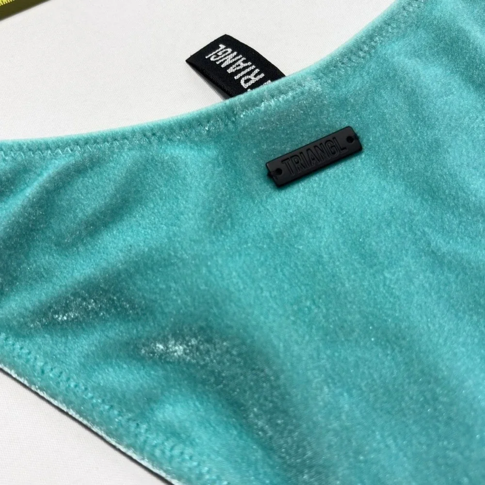 Triangl Velvet Bikini Bottoms XS Aqua Teal Swim Bottoms Top